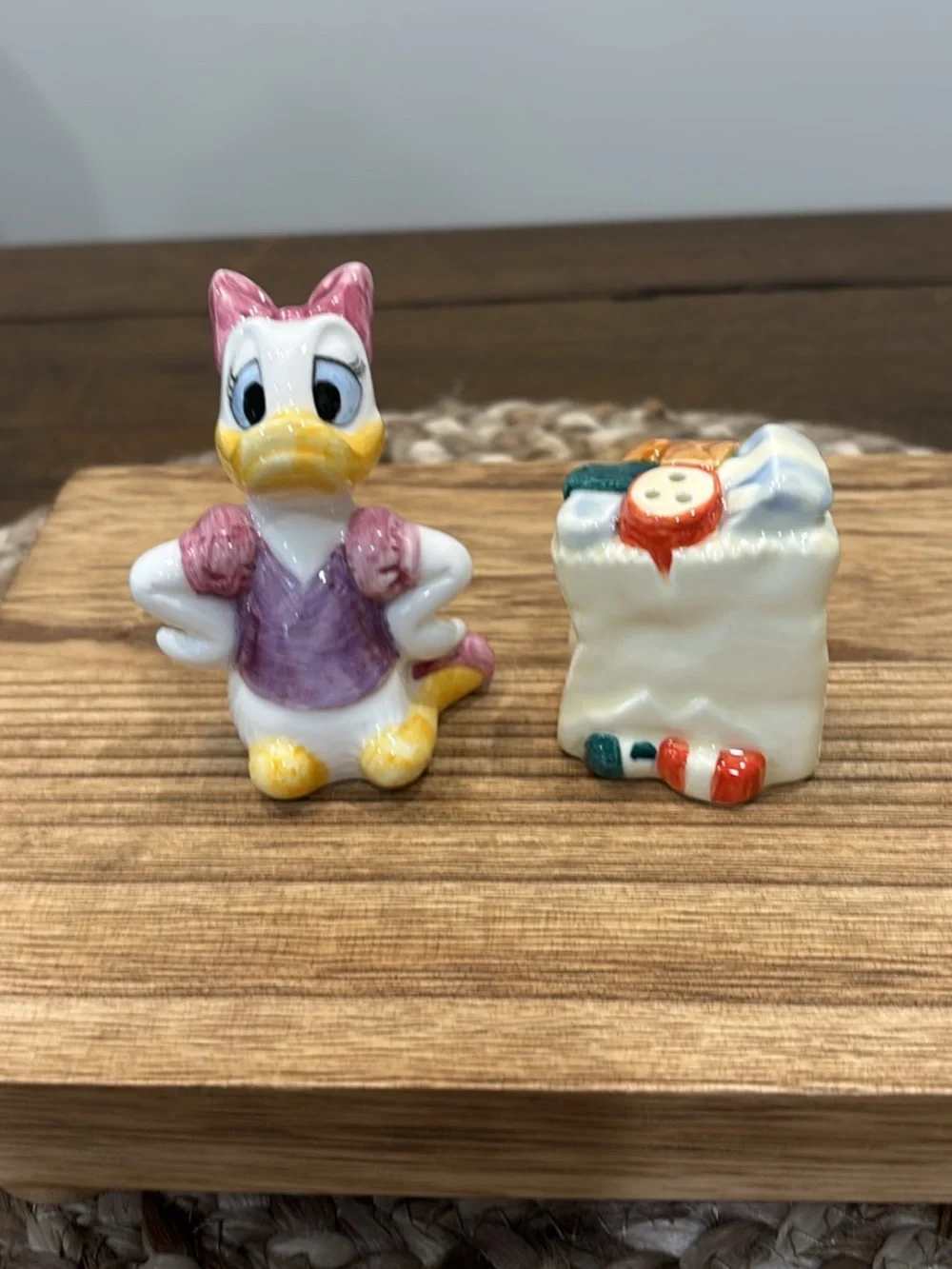 Vintage Disney Daisy Duck Ceramic Salt and Pepper Shakers